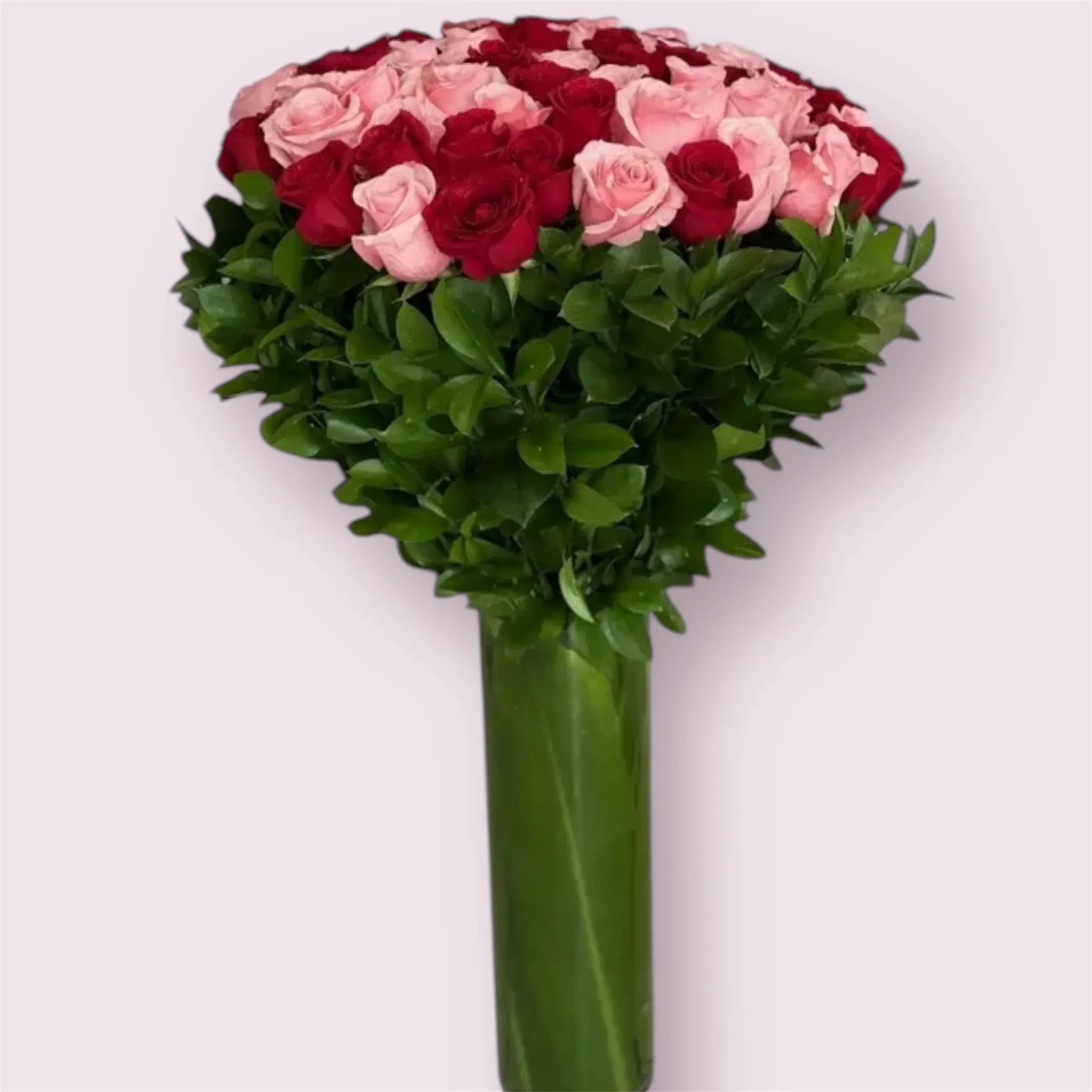 100 Red & Pink Roses in a vase