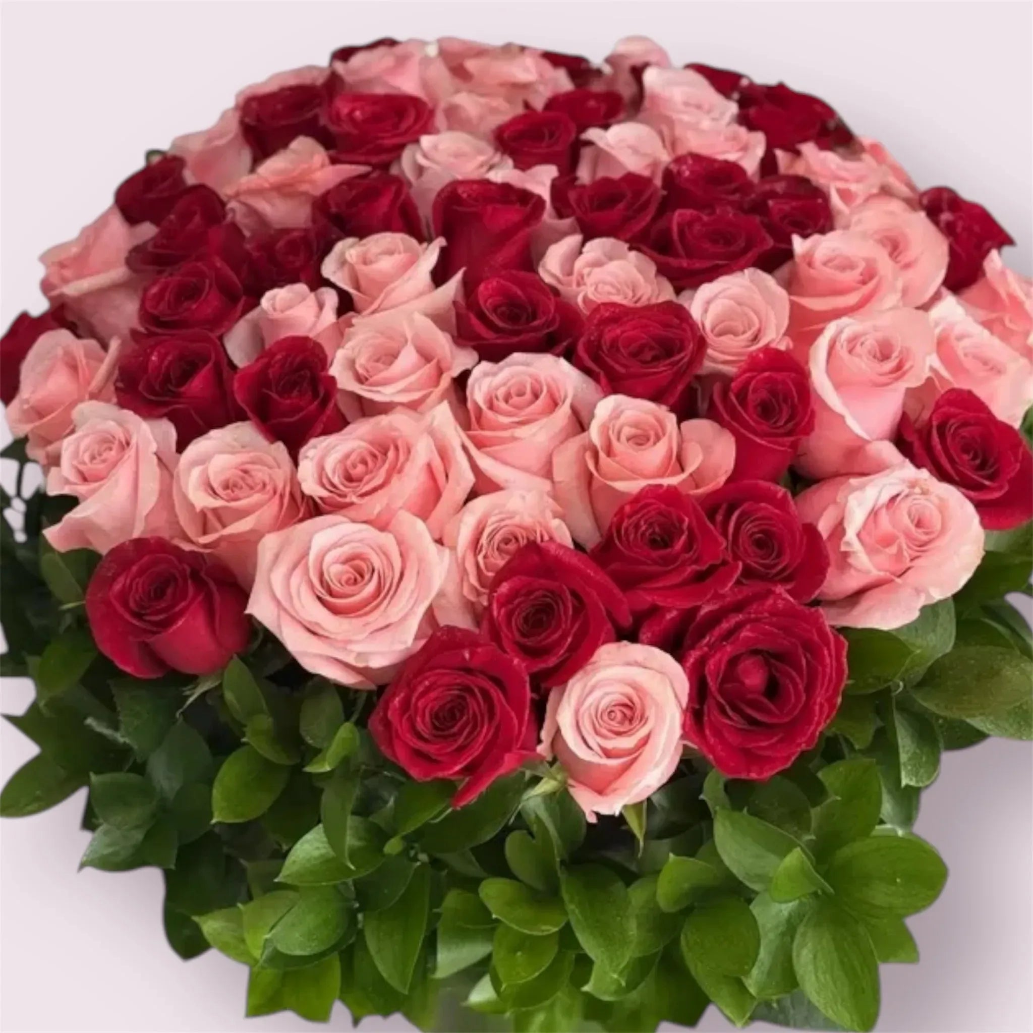 100 Red & Pink Roses in a vase