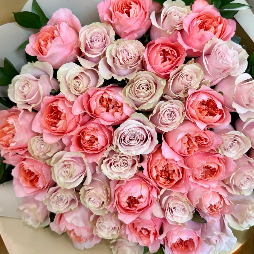 Coral & Lights Pink Rose Bouquet