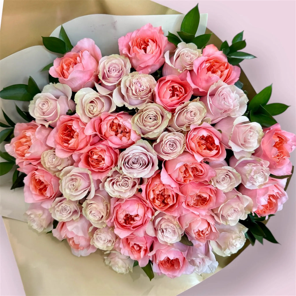 Coral & Lights Pink Rose Bouquet